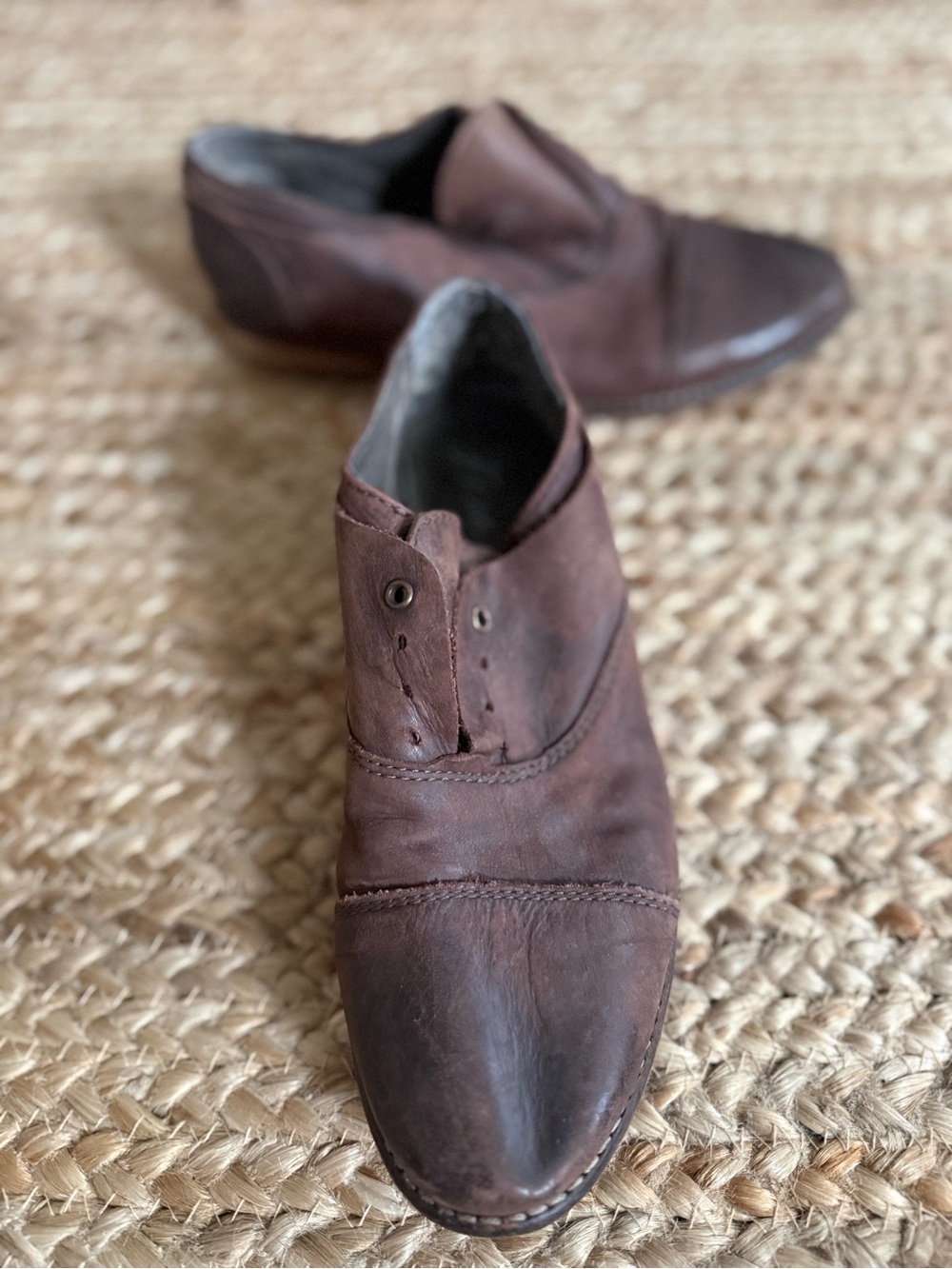 Brown Leather Slip-On Dress Shoes